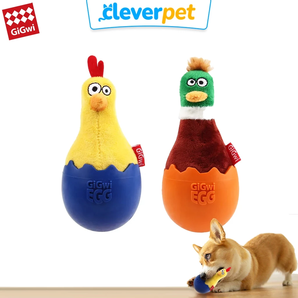 [ส่งฟรี🇹🇭] GiGwi Egg ของเล่นสุนัข ตุ๊กตาล้มลุก บีบมีเสียง หมา แข็งแรงทนทาน Dog Toy Cleverpet