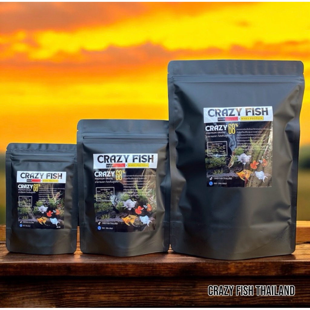 Crazy Fish อาหารปลาโปรตีนสูง68%อาหารปลาบอลลูนและปลาปากเล็กทุกชนิด [แบบกึ่งจมกึ่งลอย]