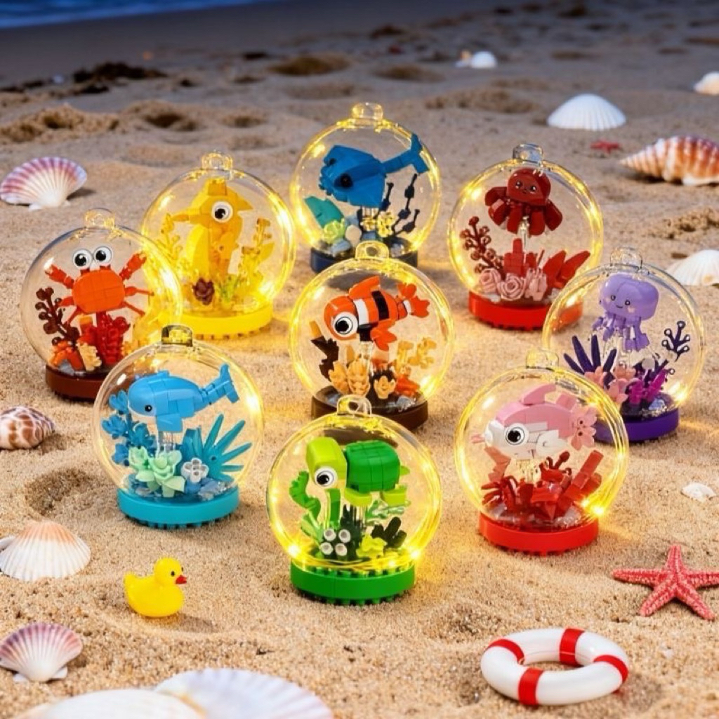 พร้อมส่งในไทย🚛 ตัวต่อนาโนสัตว์ทะเลจิ๋ว - The Ocean Ball Building Blocks (มีไฟ)