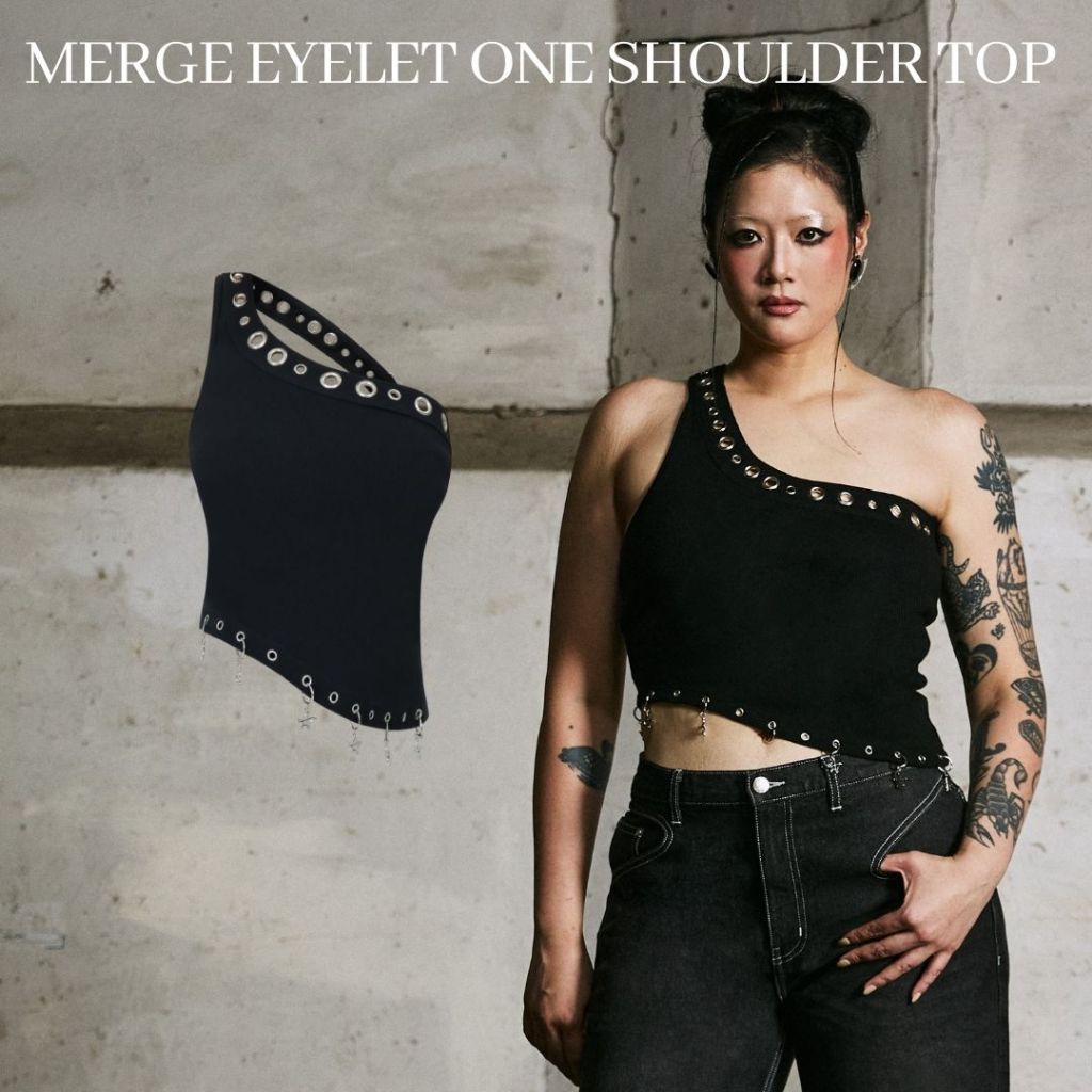 Merge Official - Merge Eyelet One Shoulder Top (พร้อมส่ง)