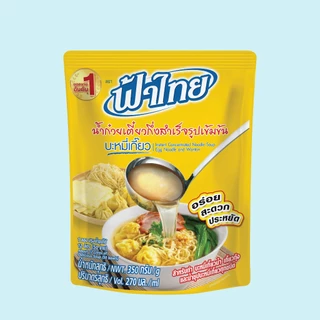 FaThai ฟ้าไทย น้ำก๋วยเตี๋ยวกึ่งสำเร็จรูปเข้มข้น บะหมี่เกี๊ยว 350 กรัม (แพ็ค 6 ซอง)
