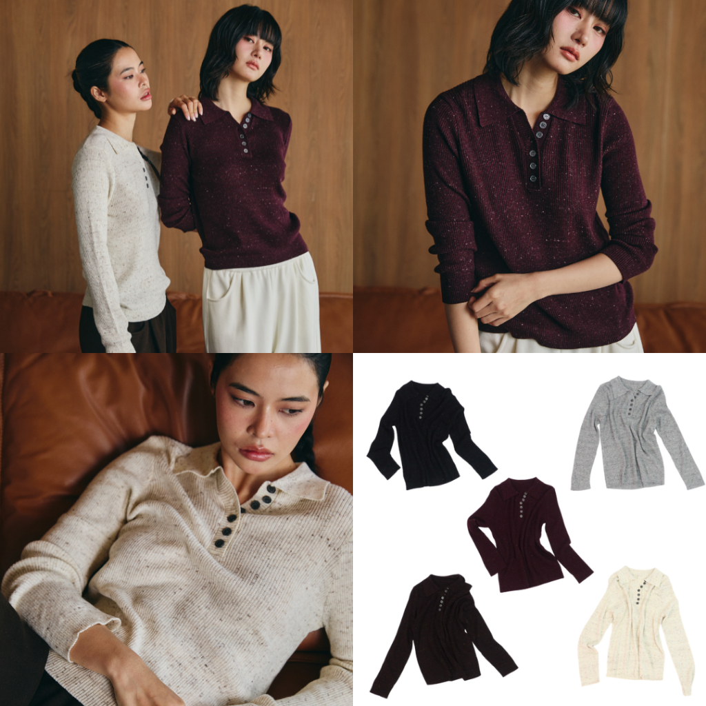 EVERYDAY - Pebble Polo Knit เสื้อโปโลผ้านิตติ้ง คอปกกระดุม (B)