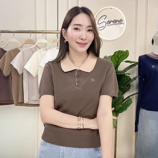 Serene's Choice เสื้อไหมพรม คอปก โปโล ทูโทน แขนสั้น ปักโลโก้ ซีรีน Sweater Two-tone Polo Knit