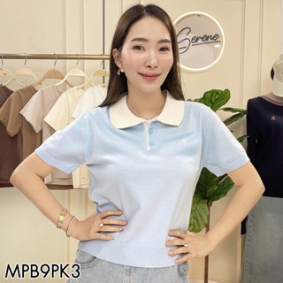 Serene's Choice เสื้อไหมพรม คอปก โปโล ทูโทน แขนสั้น ปักโลโก้…