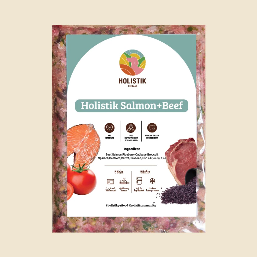 อาหารสุนัขปรุงสุกสูตรแซลมอนผสมเนื้อวัว - Holistik salmon and beef