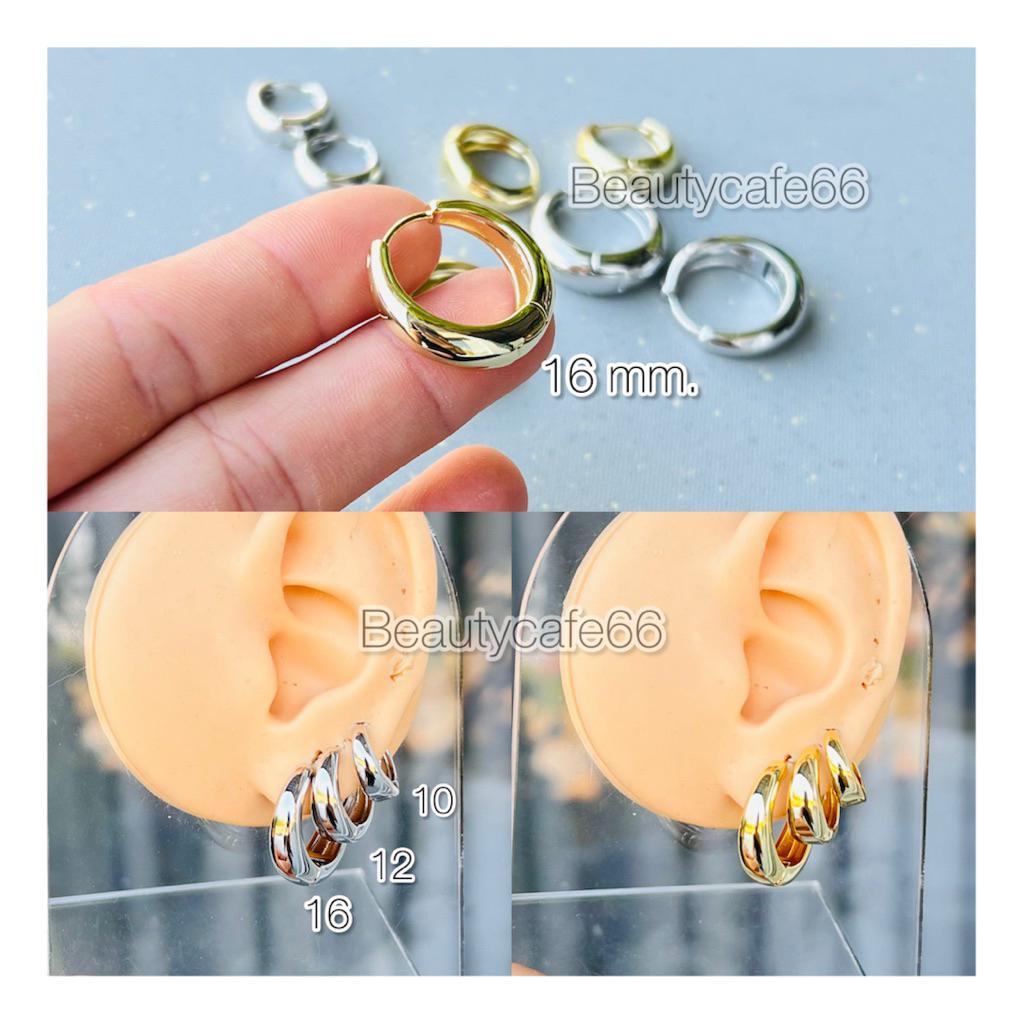 H98 (1คู่) classy hoop ต่างหูห่วง ทรงคลาสสิค Stainless 316L สแตนเลสแท้ ทรงหยดน้ำ