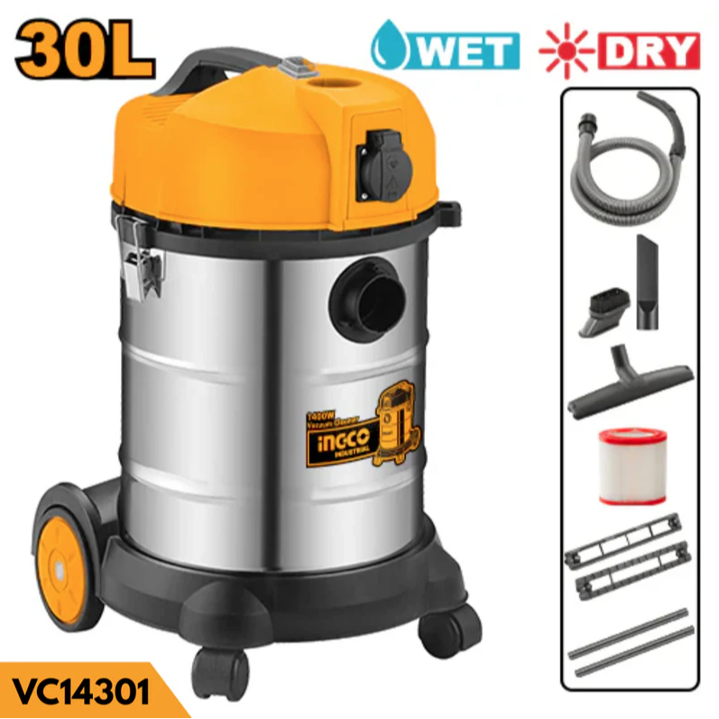 INGCO เครื่องดูดฝุ่นน้ำ-แห้ง30ลิตร รุ่น VC14301 สินค้ารับประกัน 1ปี