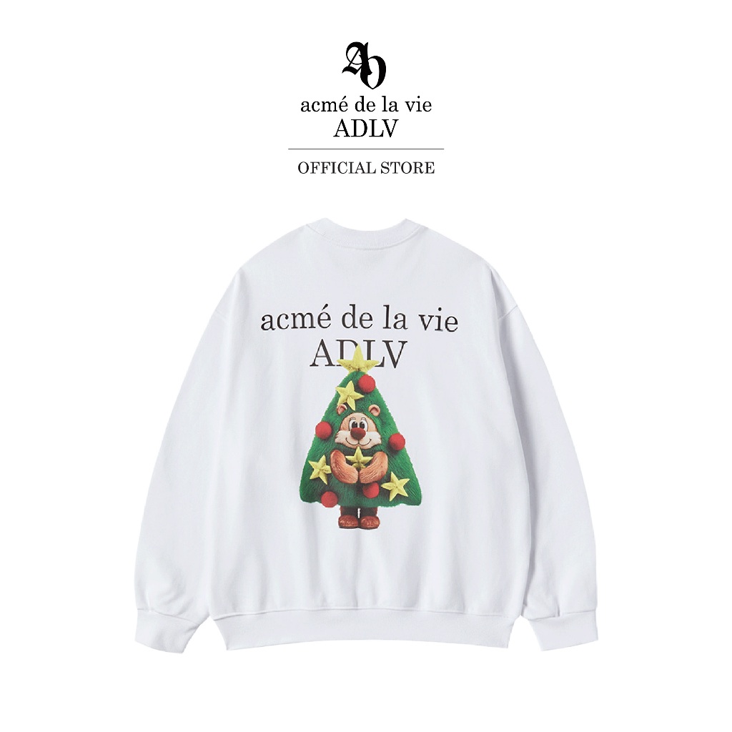 ADLV [acme de la vie] เสื้อแขนยาว Ac Bear Tree Sweatshirt White (50022SBTSWU_H5WTXX)