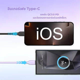 ORSEN สายชาร์จ Fast Charger 60W แบบ Type-C to Type-C ความยาว 120ซม สำหรับการชาร์จเร็วและปลอดภัย