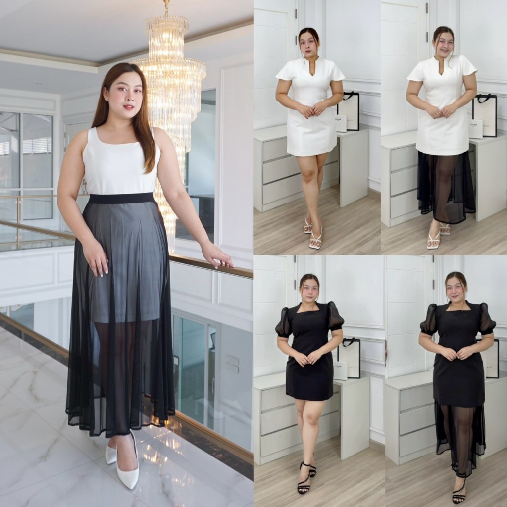 กระโปรงเปลี่ยนลุค แถมยังกันโป๊ได้ มีถึงเอว62 รุ่น Baby SEE-THROUGH SKIRT