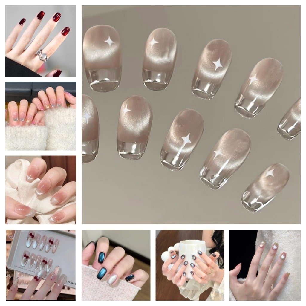 ข้อเสนอพิเศษ 2026 10 แผ่นปิดตาแมวการ์ตูน, ตาแมวสีแดง, เล็บสุนัข, แผ่นแปะเล็บแฮนด์เมด, เล็บเทียม