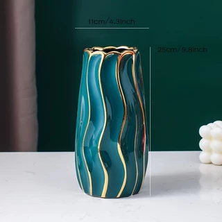 แจกันเซรามิกสีทองไฟฟ้า vase จำนวนจำกัด! ✓ ลวดลายหรู สำหรับตกแต่งบ้านและของขวัญ/ของขวัญปีใหม่ ✓ ขนาด 20-25 ซม. ✓ ของแท้1