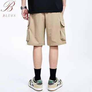 B BLUES กางเกงขาสั้นลำลองผู้ชายไซส์ L-5XLเอวยางยืดกระเป๋าข้างผ้าดีคุณภาพดีและราคาถูก แฟชั่นชาย สีไม่ตก