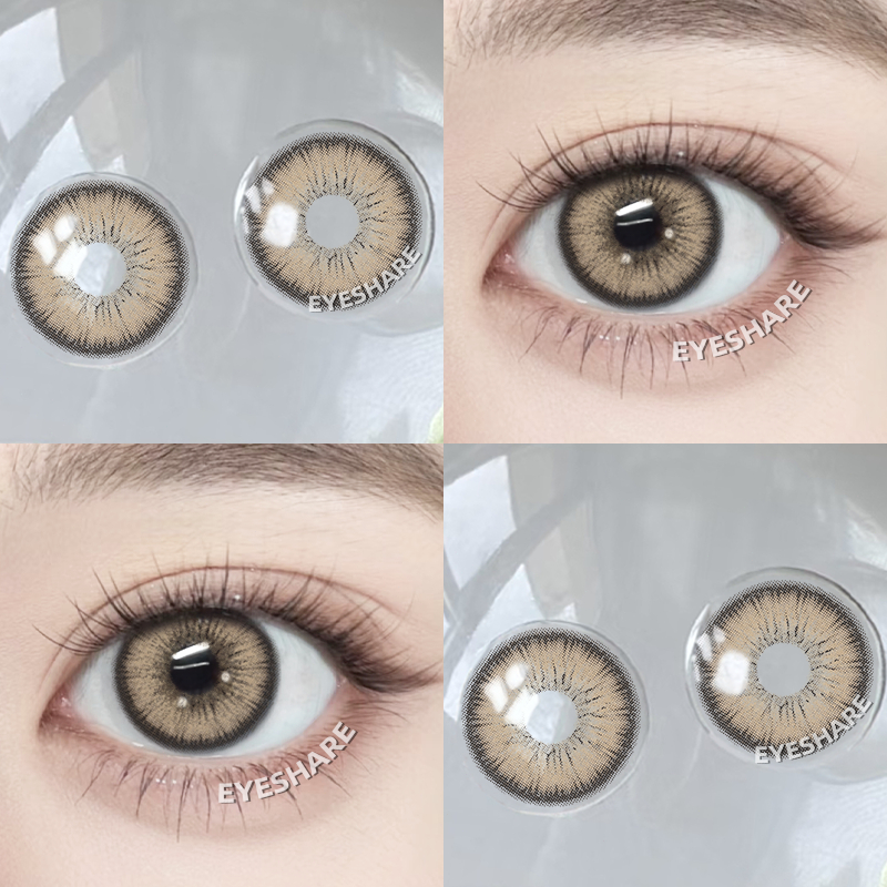 {COD} -คอนแทคเลนส์สีเขียว Alps สีน้ำตาล Eyeshare 1 คู่ ขนาด 14.5 มม. สำหรับดวงตาโต คอนแทคเลนส์สี จัดส่งฟรี เลนส์แฟชั่น
