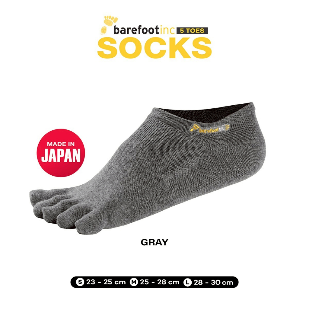 Barefootinc.JP ถุงเท้าห้านิ้วแพคเดี่ยว (Grey)