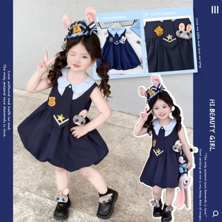 ชุดเดรสสาว ชุดเดรสเด็กผู้หญิงแขนกุด ตกแต่งกระต่ายน้อย น่ารักทันสมัย กระโปรงเจ้าหญิง เนื้อผ้านุ่ม 1-9 ปี