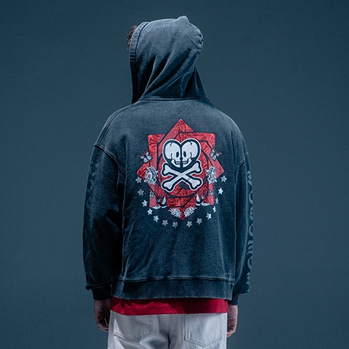 TOKIDOKI เสื้อฮู้ด DOUBLE SKULL ZIP HOODIE