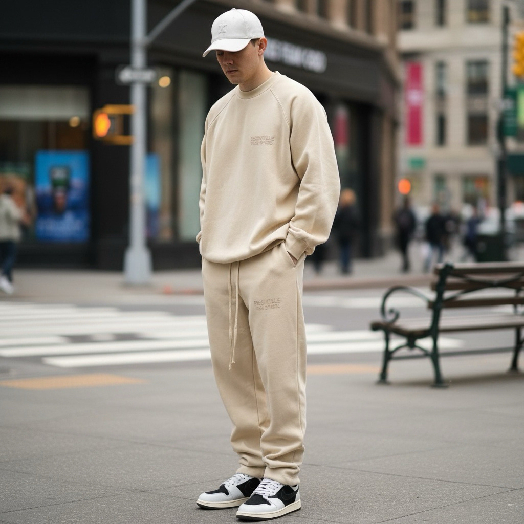 Essentials Sweater Crewneck ผ้าหนานุ่ม ทรงโอเวอร์ไซส์ (นายเเบบใส่ XL)