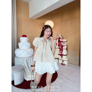 เสื้อแขนพอง แต่งผูกโบว์ปลายแขน -kn / VB0396