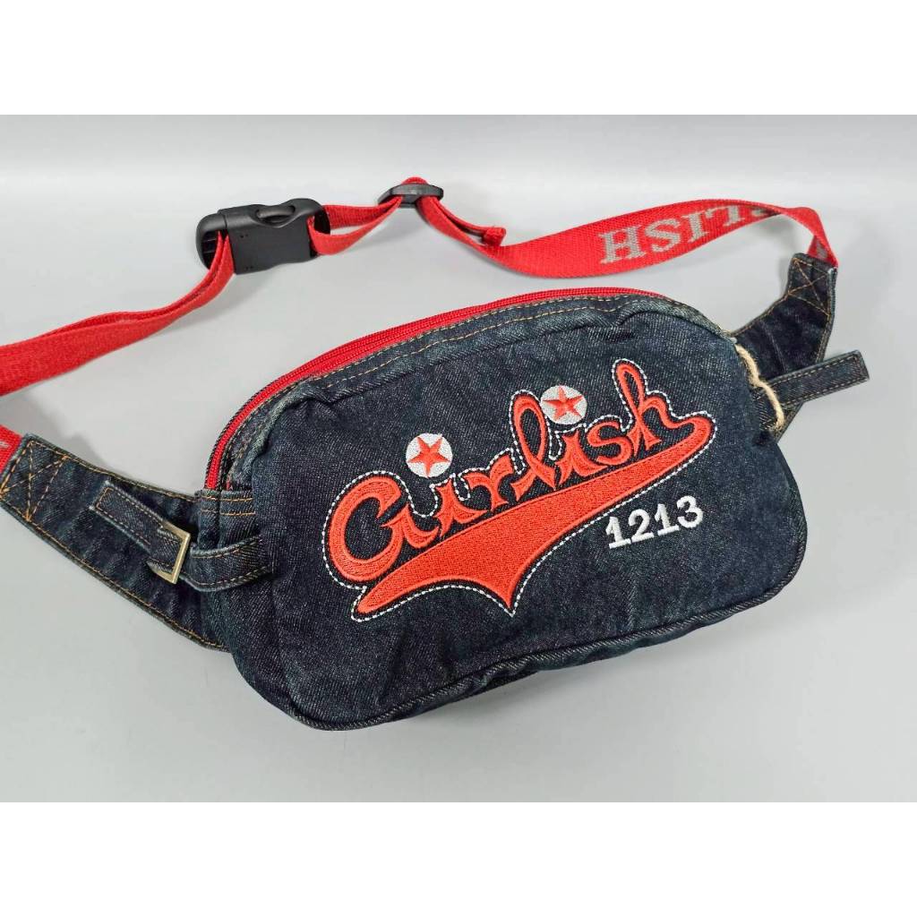 AEIOU No.171 กระเป๋ายีนส์ คาดเอว Girlish รุ่นปัก  Two Star By AEIOU ลิขสิทธิ์แท้