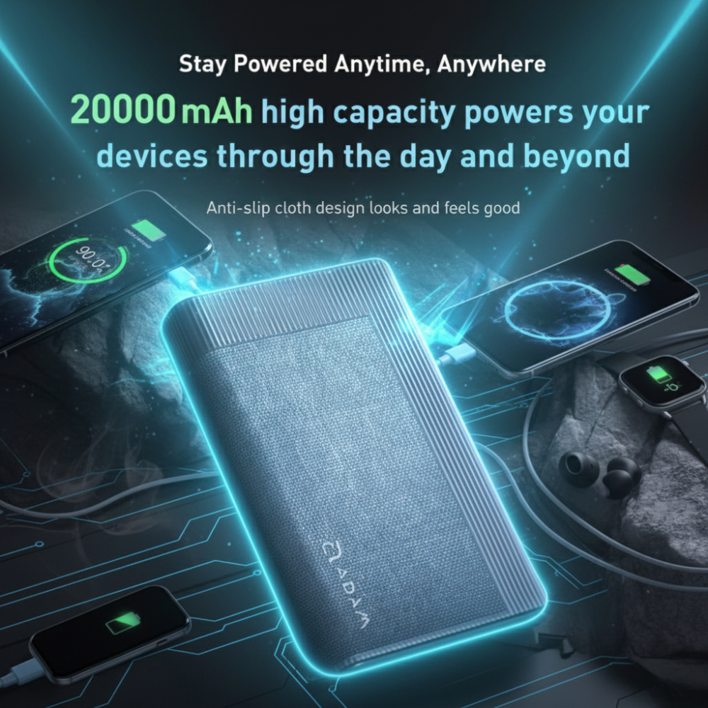 ADAM elements GRAVITY Pro Power Bank 20000mAh 100W ชาร์จเร็ว PD พอร์ต USB-C x2 + USB-A พร้อมหน้าจอดิ