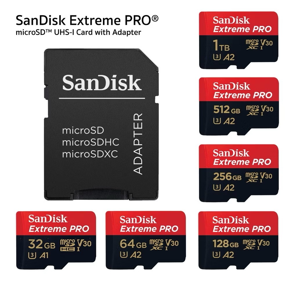 SanDisk Extreme Pro Micro SD Card 5K SDXC32GB 64GB 128GB 256GB 512GB 1T 200/90MB/s(SDSQXCD) เมมโมรี่ Gopro Drone Camera