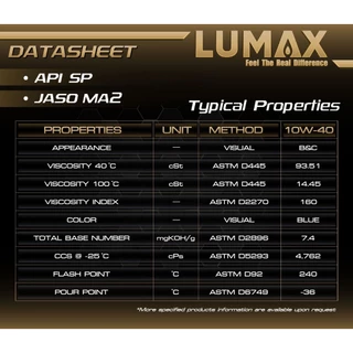 น้ำมันเครื่องสังเคราะห์100% LUMAX RS-1 JASO MA2 10W/40 , 10W/50 และ AX-1 JASO MB 10W/40 ขนาด 1L