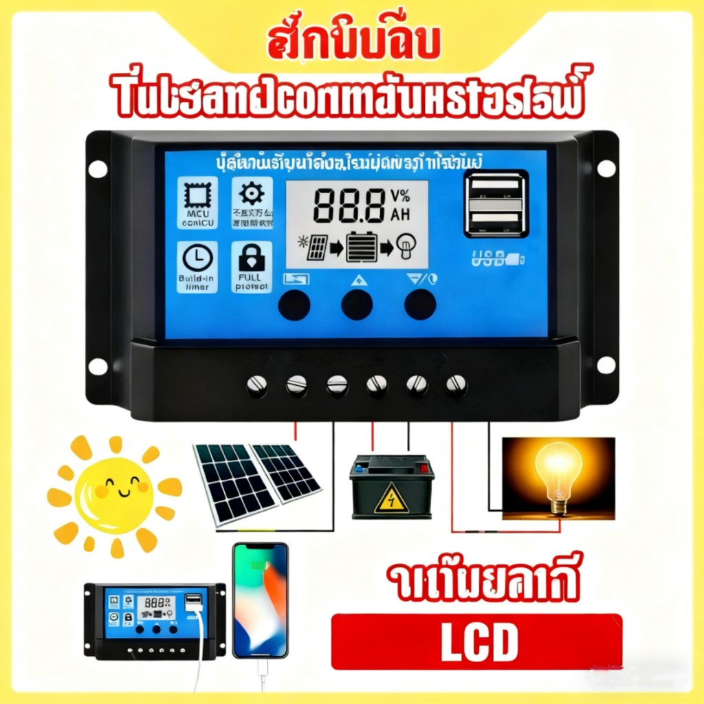 【COD】 รุ่นอัพเกรด ชาร์จเจอร์ ชาจเจอร์โซล่า 12v24v โซล่าชาร์เจอร์ โซล่าคอนโทรลเลอร์ แผงควบคุมพลังงานแสงอาทิตย์แบบ ชาตเ