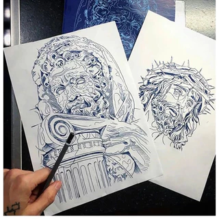 100แผ่น กระดาษลอกลาย A4 Size Tattoo Tracing paper กระดาษลอกลายสัก แผ่นลอกลายสัก