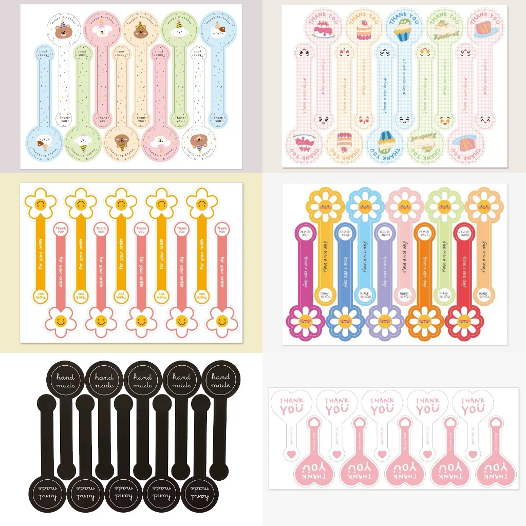 (พร้อมส่ง) สติ๊กเกอร์แบบยาว Thank you สติ๊กเกอร์แปะกล่อง 100 ดวง
