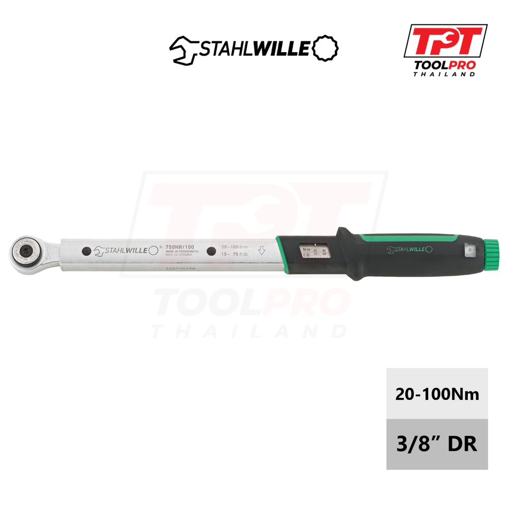 Stahlwille ประแจปอนด์ 3/8" 20-100Nm, 750NR/100 Torque Wrench (50021003)