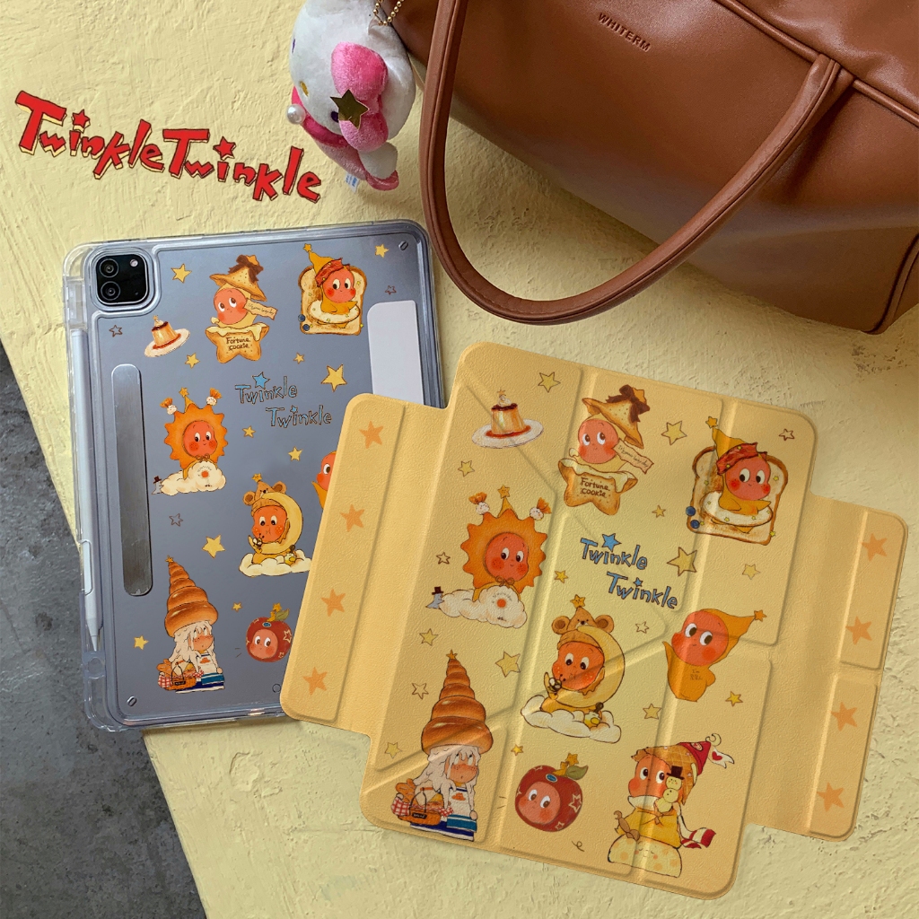 24 ชั่วโมง case iPad พับตัว Y Gen11 Air8 ที่ใส่ปากกา ถอดออกได้ Twinkle Twinkle เคสไอแพด Gen12 Air7