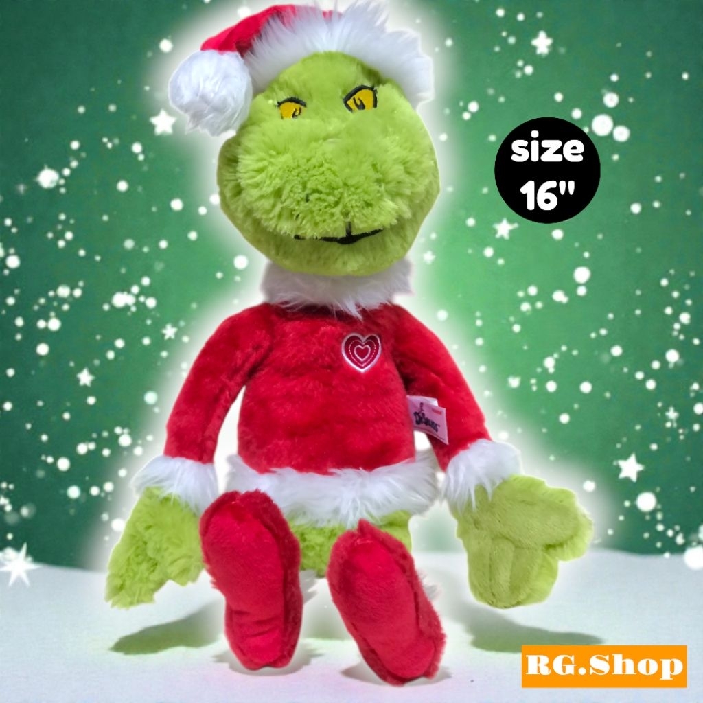 ✅สินค้าพร้อม​ส่ง​✅Dr. Seuss Grinch Santa 16" กรินช์ ตุ๊กตา​ชุดซานต้า