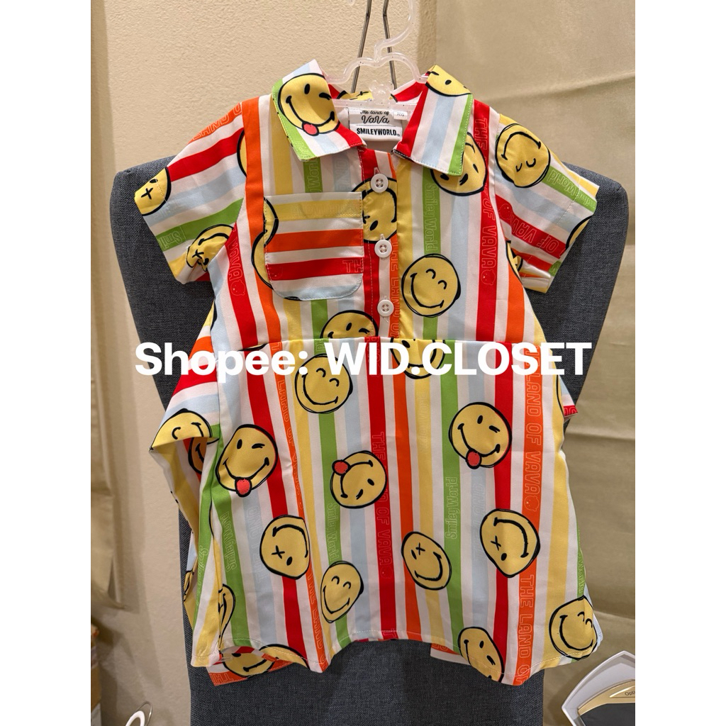 🌈 ส่งต่อมือสอง the land of vava x Smiley เชิ้ตเดรสเด็กผู้หญิง  size 9m • thelandofvava