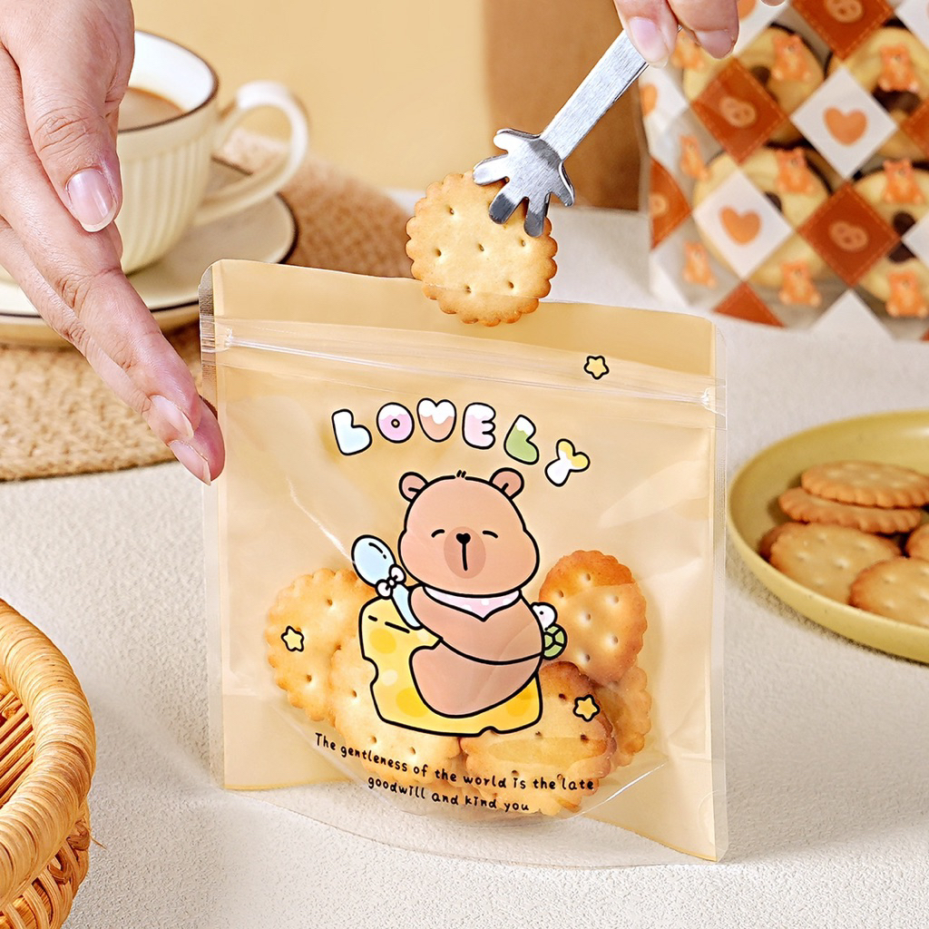[พร้อมส่ง] ถุงซิปล็อคใส่คุกกี้ ขนม ถุงบรรจุภัณฑ์เบเกอรี่ (50 ใบต่อแพค)