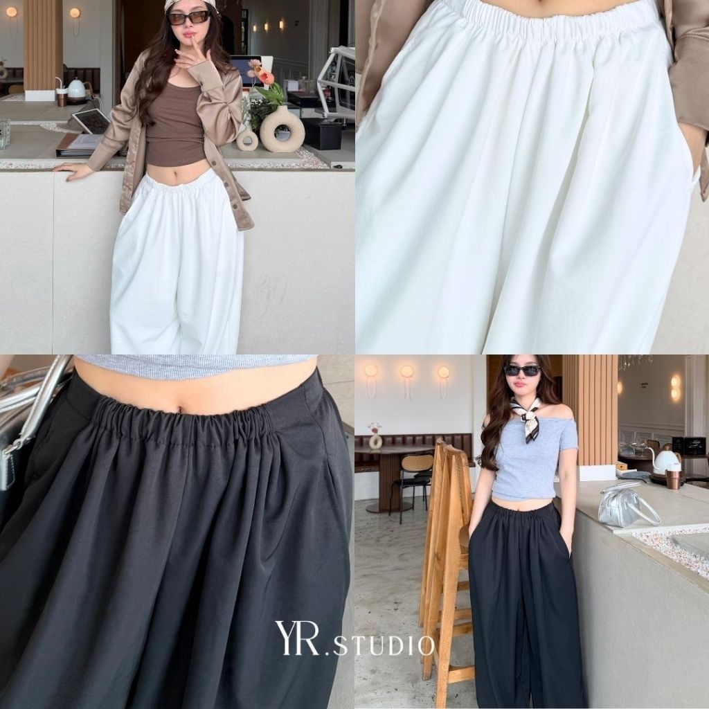 BALLOON PANTS กางเกงบอลลูนขายาว เเต่งซับใน รอบเอวยางยืดผ้าไนลอนพรีเมียม ผ้าไนลอนอย่างดีไม่บางนะคะ