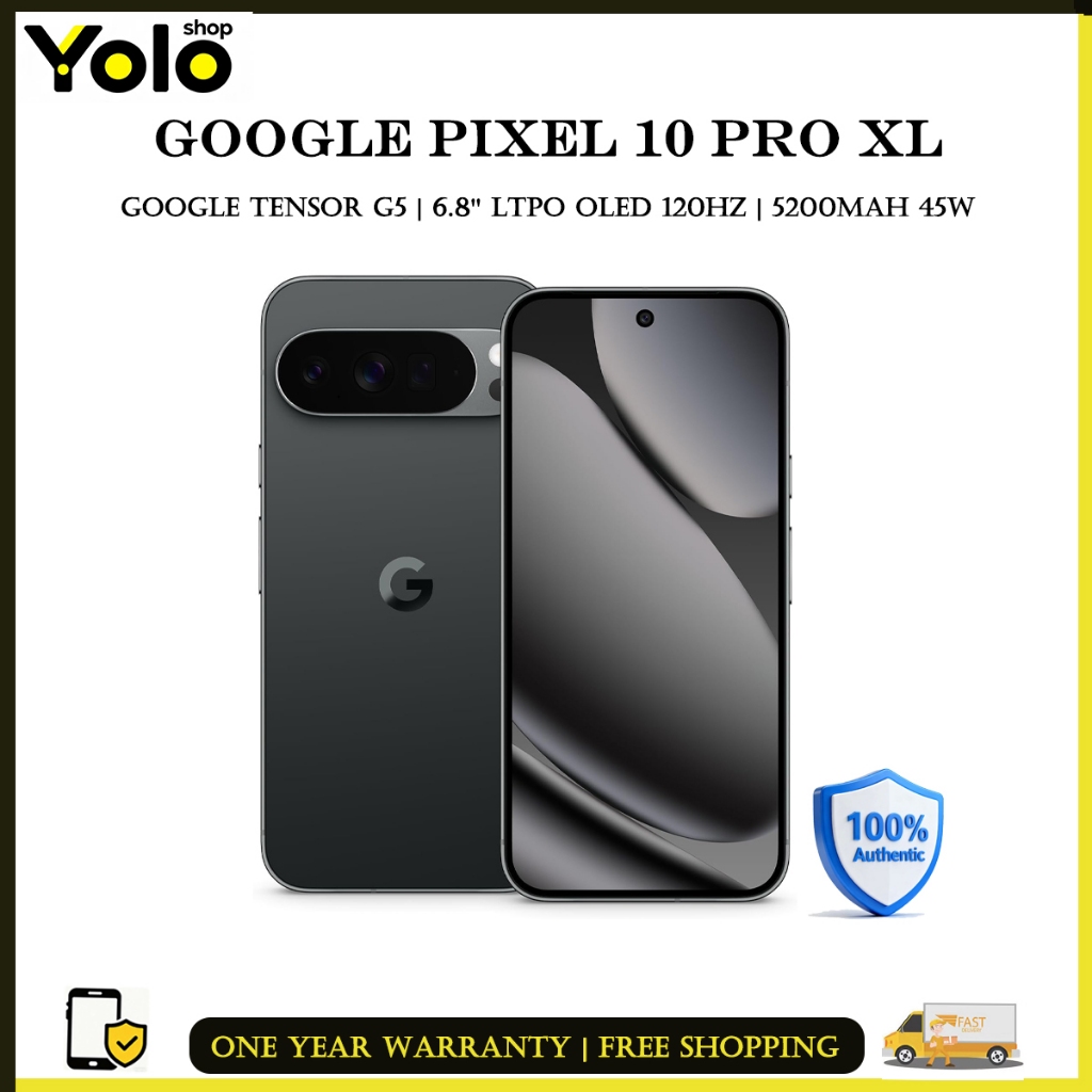 Google Pixel 10 Pro XL - 1Nano SIM+1eSIM, Tensor G5 Battery 5200 mah 6.8INCHES