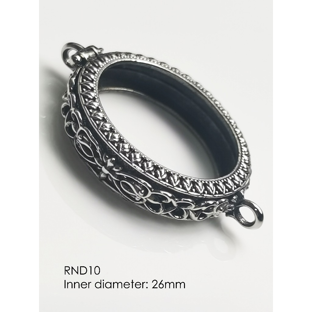 RND10Whitebrass Round amulet casing กรอบพระ ไวท์บราส ทรงกลม หน้าจอประมาณ 26mm - รูปที่ 4