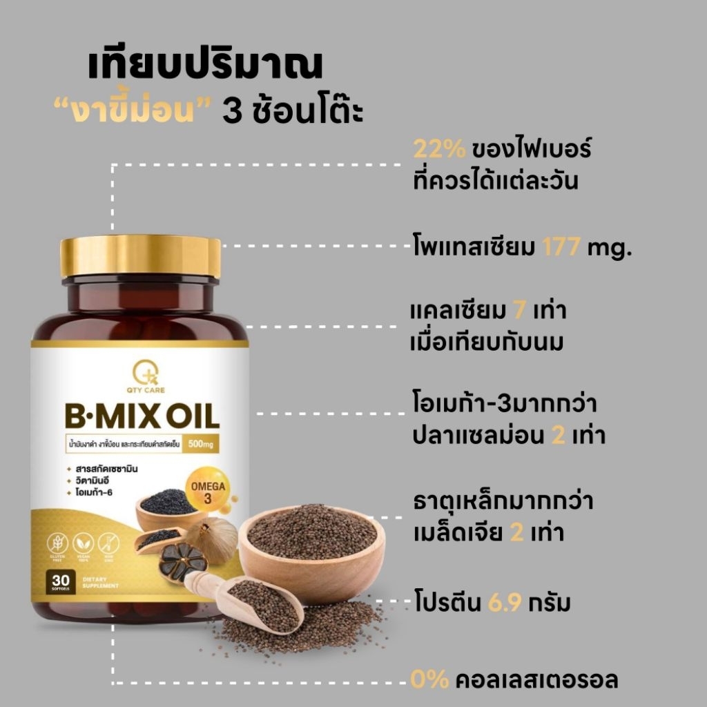 QTYCARE​ B-mix oil น้ำมันงาดำ​สกัดเย็น เซซามินเข้มข้น​ รูปที่ 6