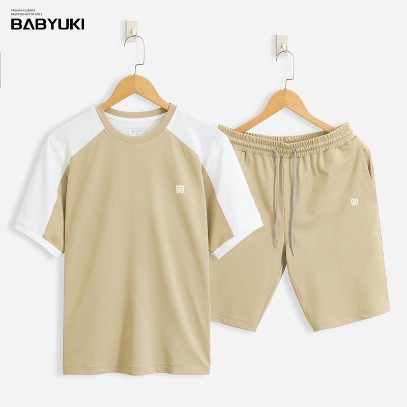BU เสื้อยืดและสูทขาสั้นแฟชั่นเกาหลีสำหรับผู้ชาย