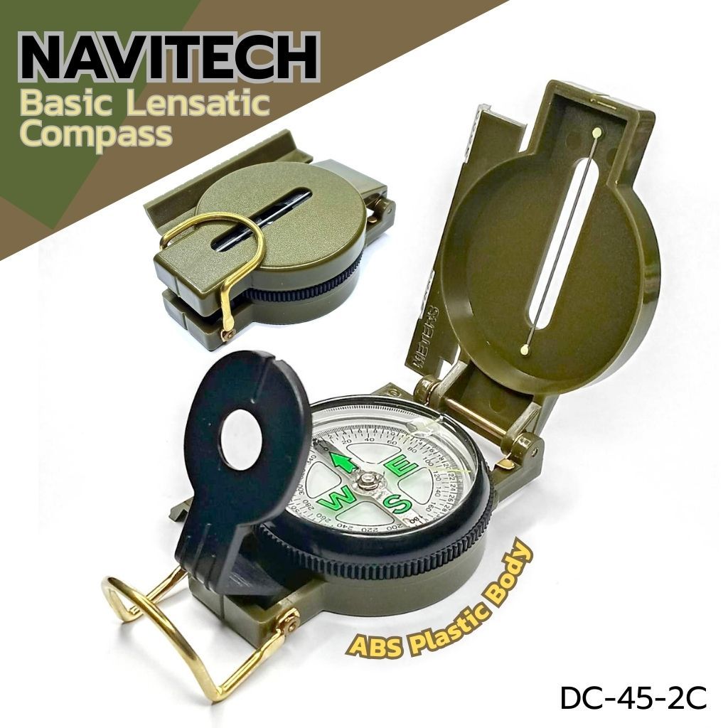 เข็มทิศเลนเซติก  Basic Lensatic Compass  เข็มทิศเส้นเล็ง เข็มทิศเดินป่า เข็มทิศทหาร DC45-2C