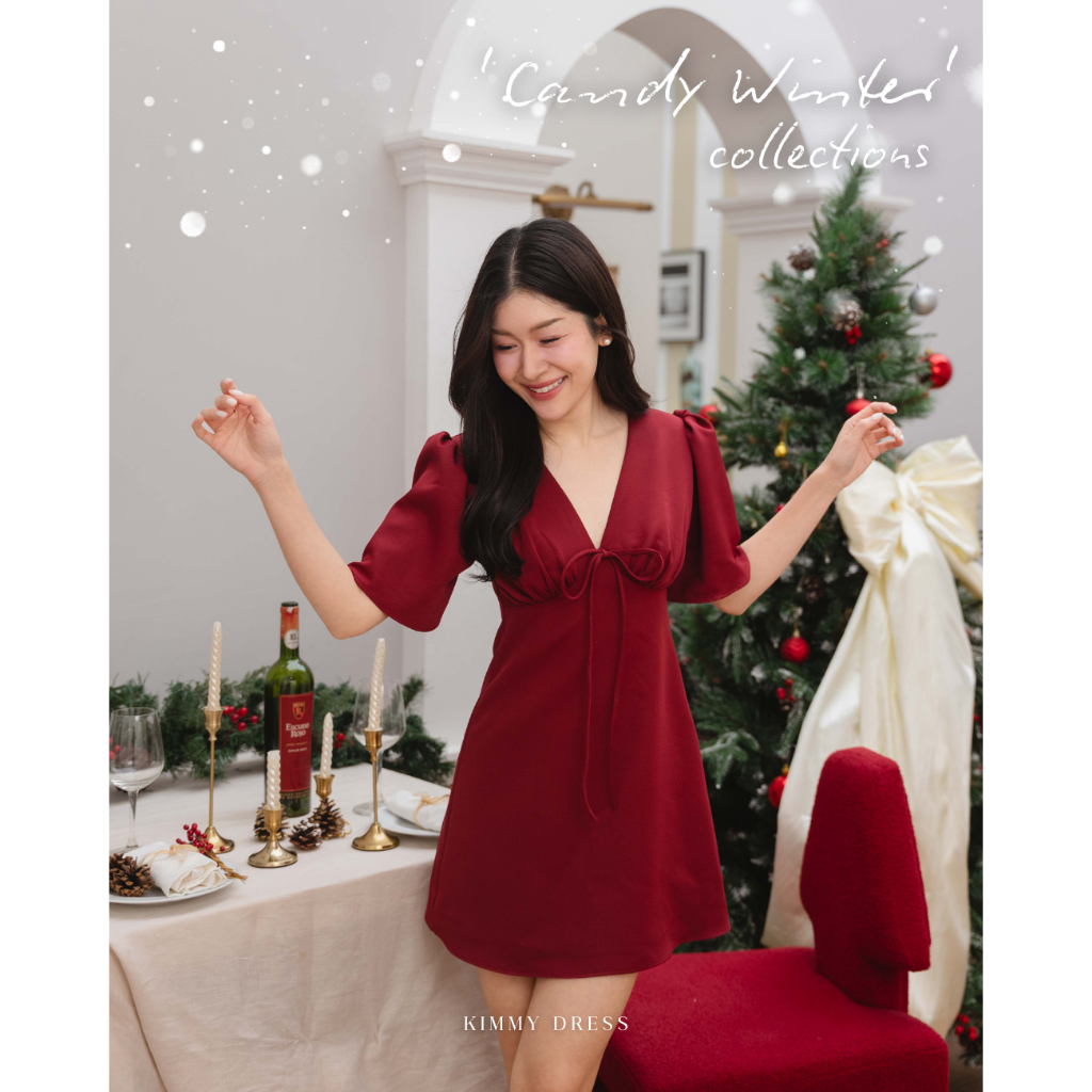APIN - kimmy dress เดรสสั้น คอวี