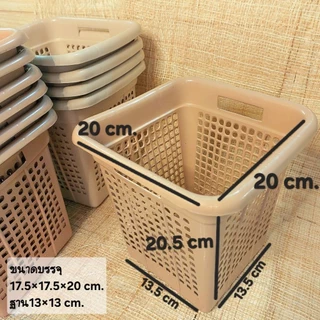 M ตะกร้าก้นลึก ทรงสูง (20×20cm)ตะกร้าพลาสติกจัดระเบียบในรถ ในบ้าน ขนาดกะทัดรัด โทนเบจ เรียบหรู หนาทน พร้อมส่ง