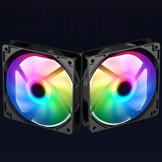 Hills พัดลมคอม RGB พัดลมระบายความร้อนคอมพิวเตอร์ เคสหม้อน้ำ 120mm Double Aperture 12V แสงสะท้อนสีสันสดใส ไฟหมุน