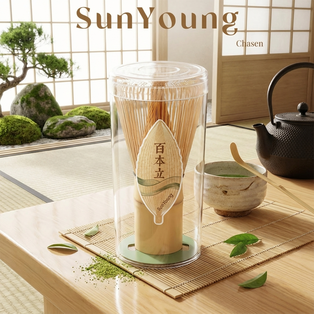 Matcha Whisk Chasen ชาเซ็นไม้ไผ่แท้ 100 เส้น SunYoung แปรงมัทฉะ อุปกรณ์ชงชาแบบไม้ไผ่ แปรงคนมัทฉะ แปรงชาเขียว
