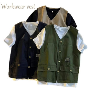 【จัดส่งจากประเทศไทย】เสื้อกั๊กลำลองสไตล์เกาหลี ใส่ได้ทั้งชายแ…