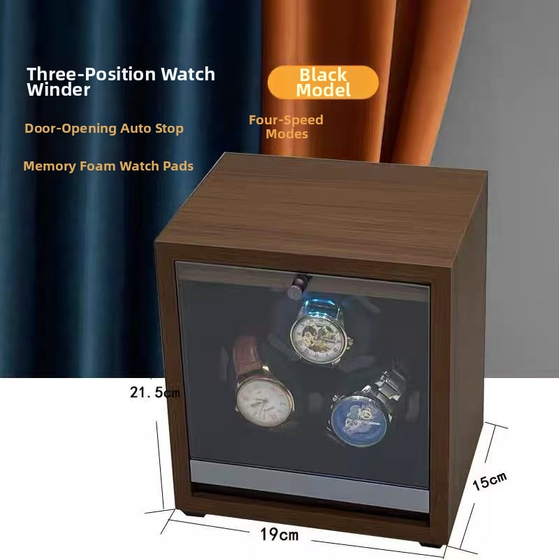 กล่องหมุนนาฬิกา 3 เรือน Automatic watch winder วอลนัทสีดำไม้ กล่องหมุนนาฬิกาอัตโนมัติ