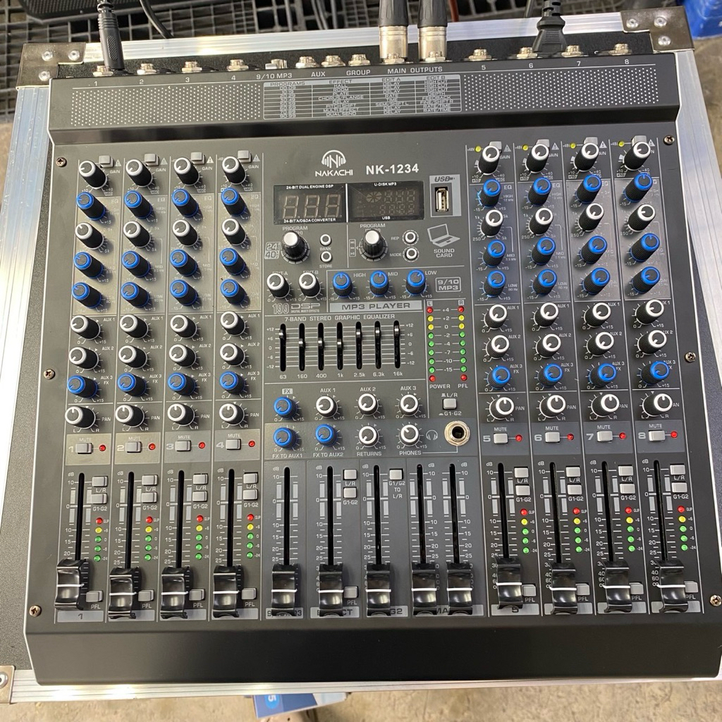 ใหม่ ! Mixer NAKACHI รุ่น NK-1234 มีช่องสัญญาณเข้า 8 ช่อง