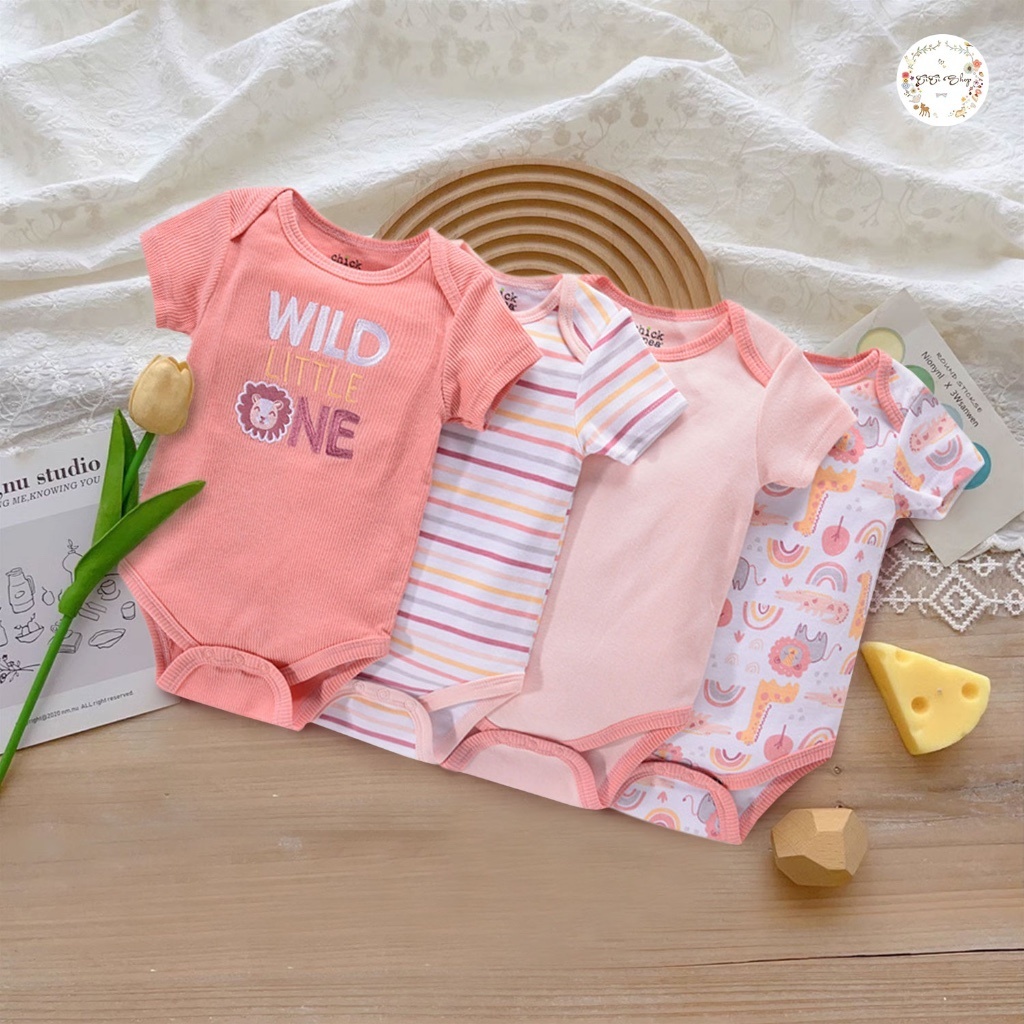 4PCS Baby ทารกแรกเกิด Jumpsuit ทารกแรกเกิดเด็กชายหญิงชุด ชุดเด็กแรกเกิด 1เซ็ต4ชิ้น ผ้าฝ้าย100%