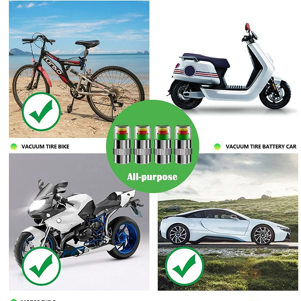 จุกปิดลมล้อรถ จุกลมล้อ แจ้งเตือนเมื่อยางลมอ่อน AIR Alert Tire Valve Cap 1 ชุด/4 ชิ้น  จุกลมเช็คแรงดัน จุกลม มีที่วัดความ - รูปที่ 3